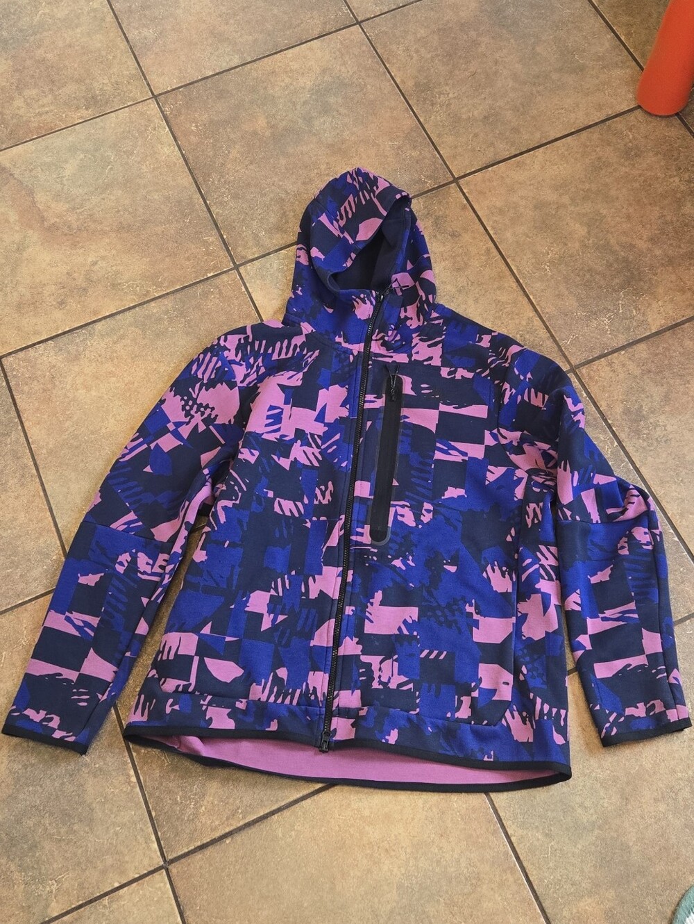 Nike Dri-FIT Full Zip Hooded Jacket Women's XL Blue Pink Print